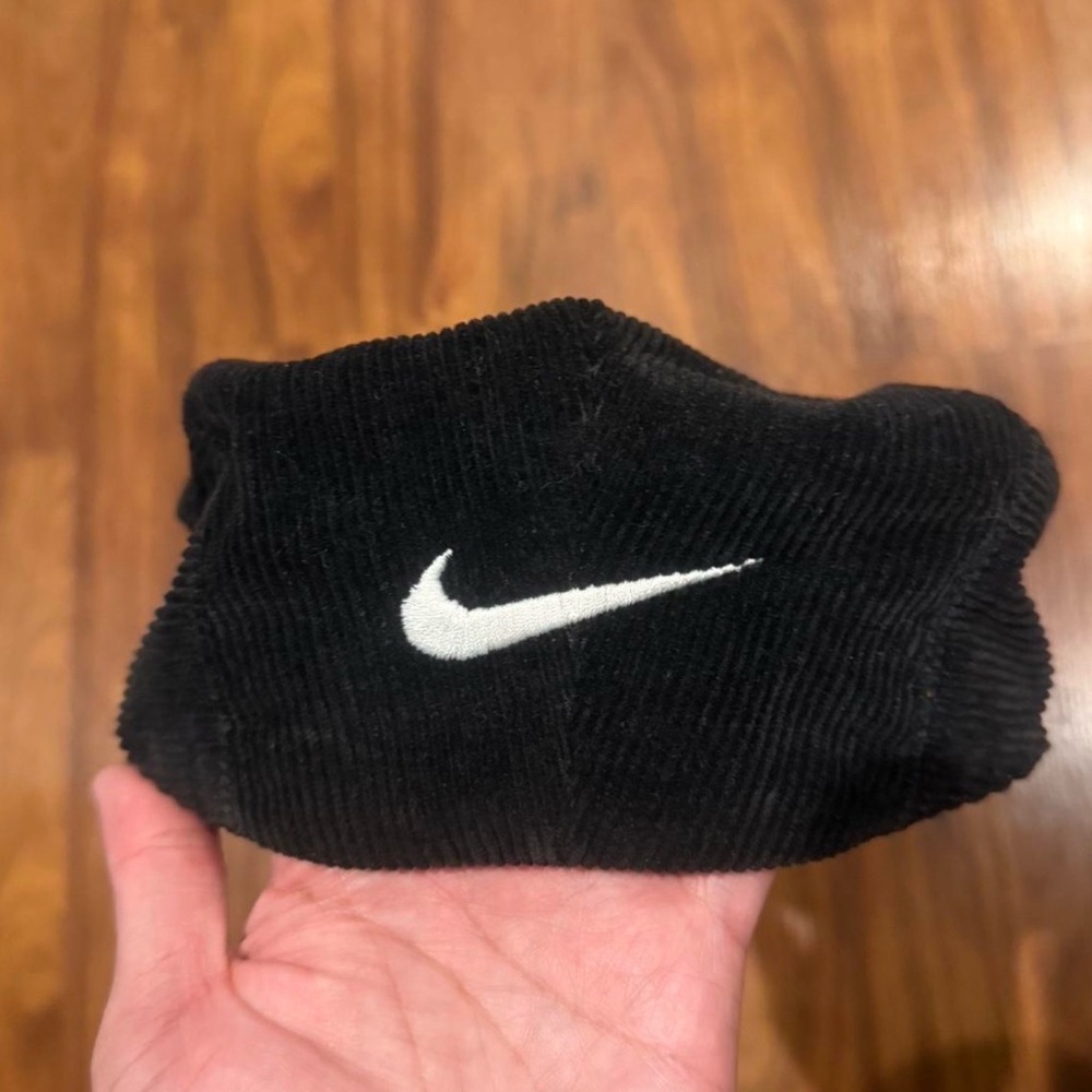 Nike Black Corduroy paperboy hat with White Swoosh